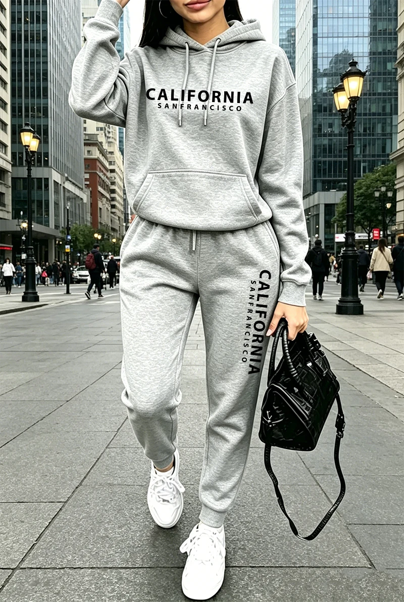Outdoor Sports - Kaliteli Kadın Eşofman Takımı Baskılı Günlük