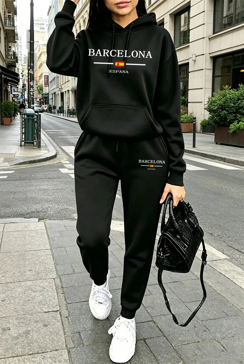 Outdoor Sports - Moda Kadın Eşofman Takımı Baskılı Günlük